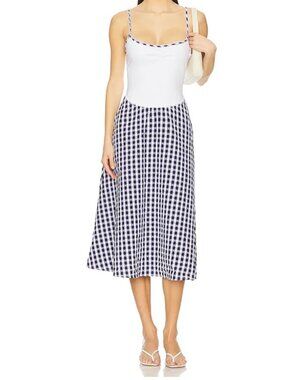 NEW RARE $189 FOR LOVE AND LEMONS GISELLA GINGHAM MIDI DRESS SIZE S